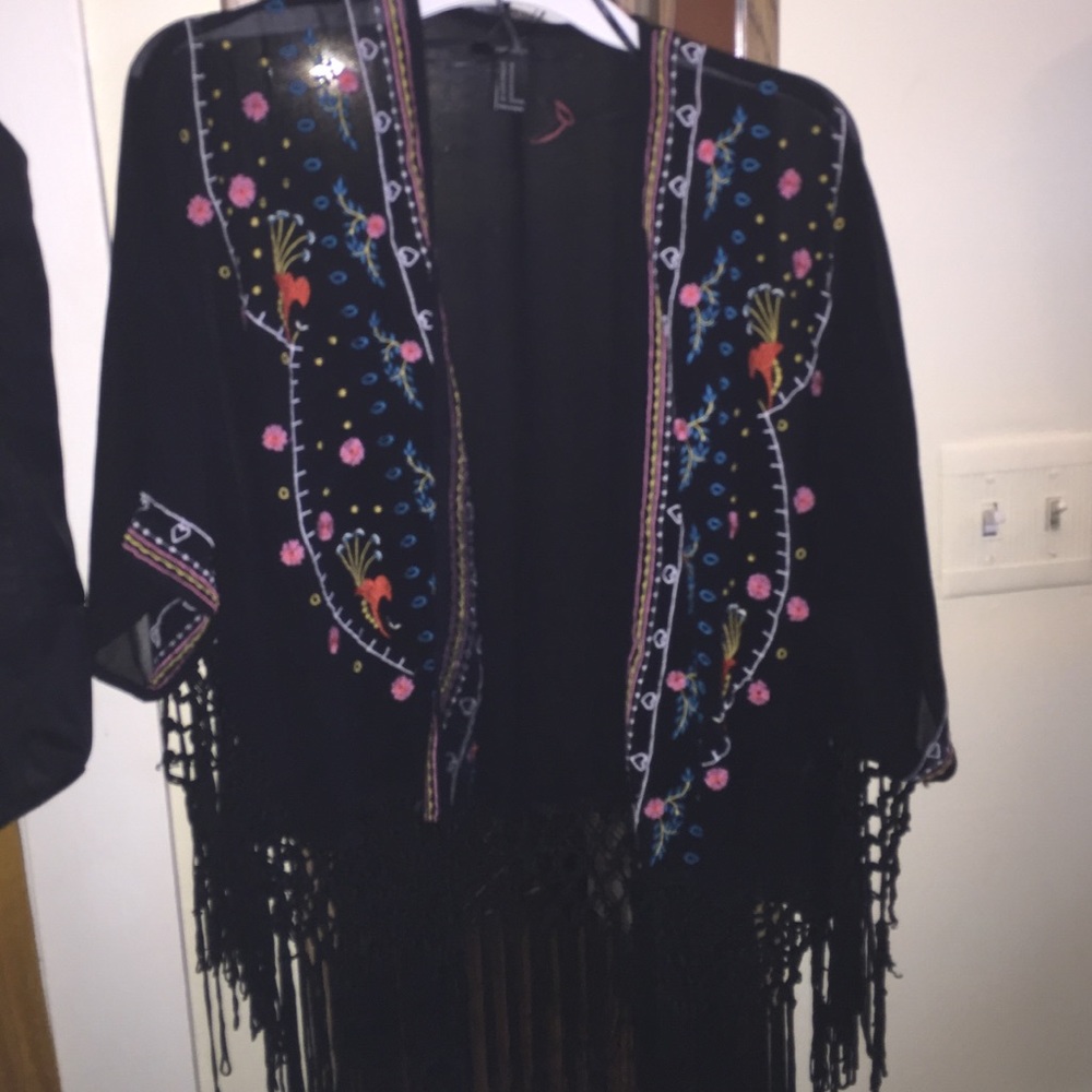 Floral black kimono
